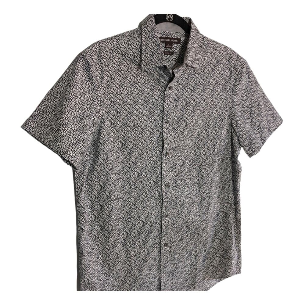 Michael Kors mens button down shirt black and white size S